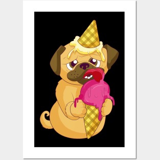 Pug Ice-cream Posters and Art